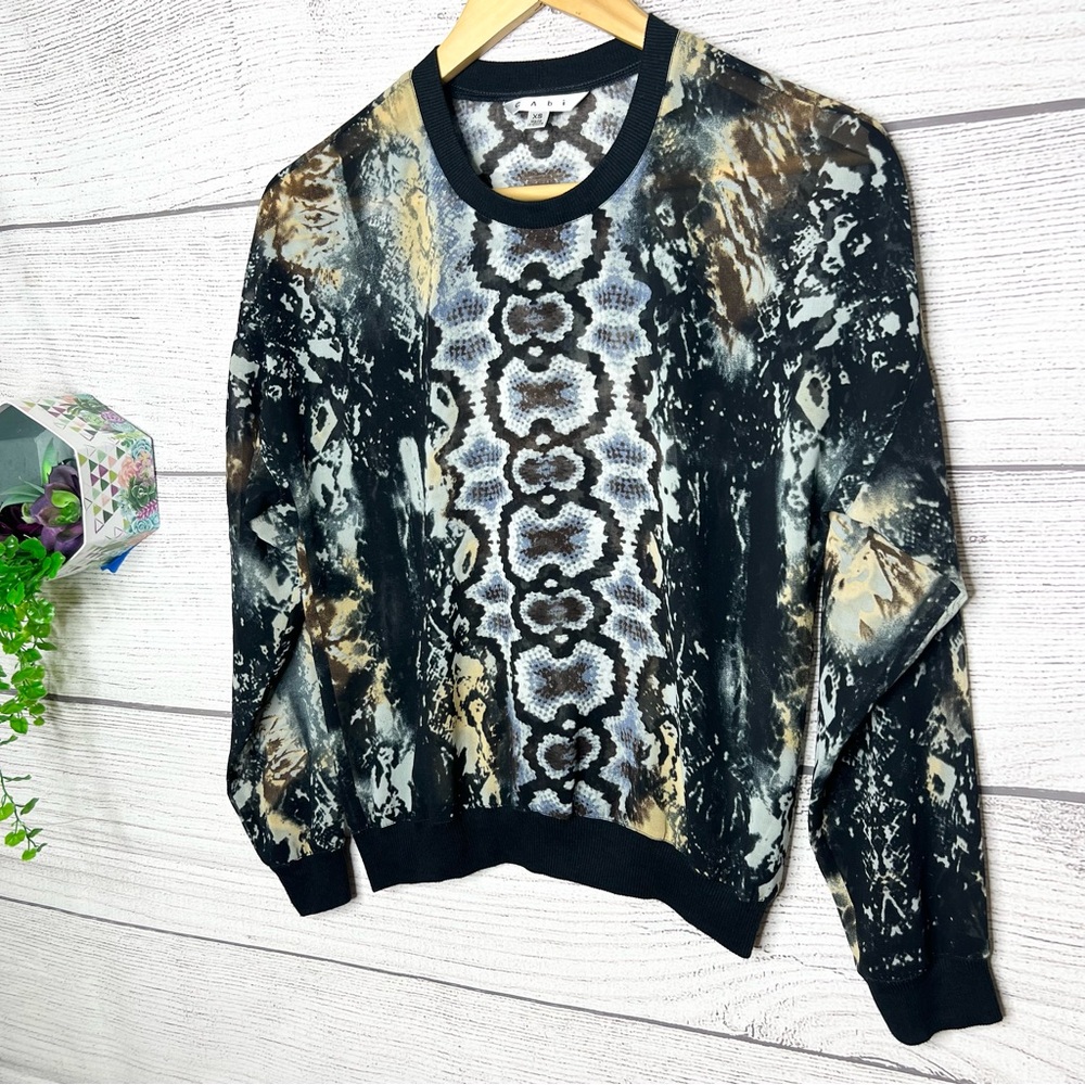 CAbi Sheer Python Snakeskin Print Chiffon Long Sl… - image 5